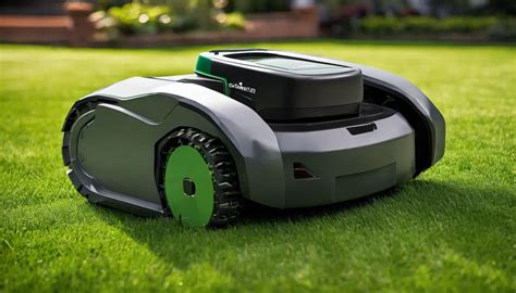 Photo d'un jardin bien entretenu avec un robot tondeuse en action