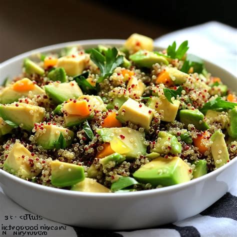 Photo d'une salade de quinoa, kale et avocat