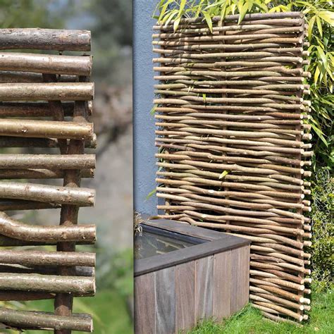 Schéma technique montrant le détail du tressage horizontal des branches de noisetier