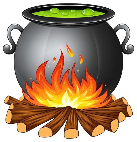 Chaudron avec légumes et bouillon sur le feu
