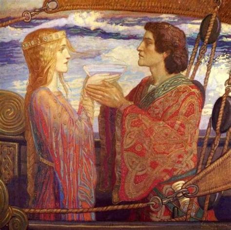 Manuscrit médiéval illustrant Tristan et Iseut dans la forêt