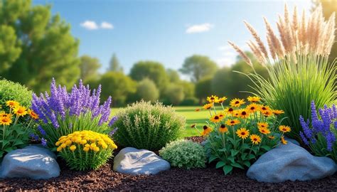 Illustration d'un parterre de fleurs parfaitement paillé avec des plaquettes de bois naturelles