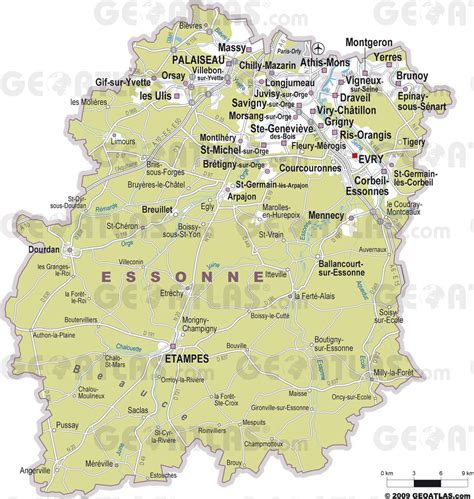 Carte de l'Essonne avec les villes qui recrutent