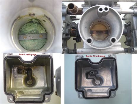 Avant et après nettoyage d'un carburateur de petite motorisation