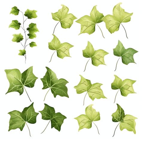 Illustration de différentes variétés de feuilles de lierre
