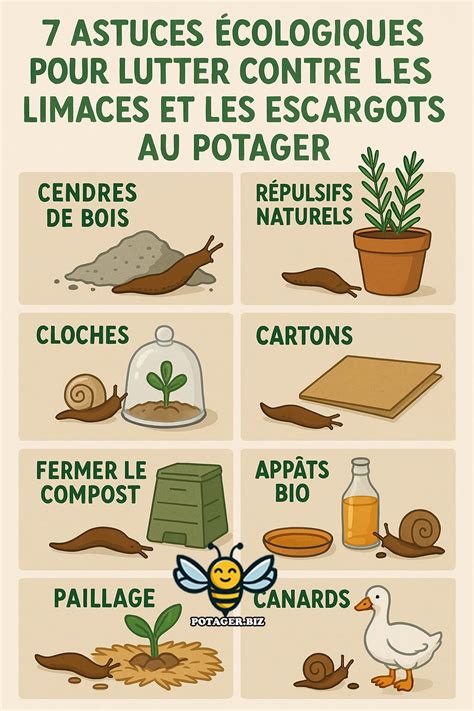 Infographie sur les méthodes naturelles de lutte contre les limaces au potager
