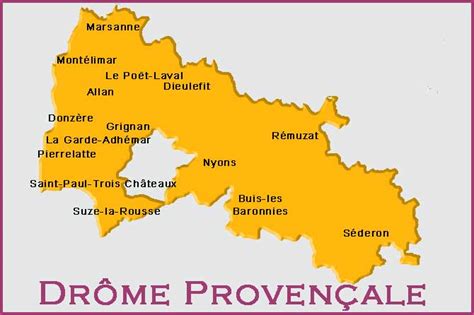 Carte de la Drôme Provençale et des régions de culture d'abricotiers