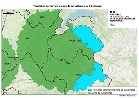 Carte des zones de surveillance des cueillettes en Savoie