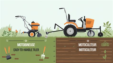 Comparaison visuelle entre un travail à la motobineuse et un travail au rotovator sur sol argileux