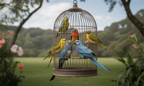 Chat près d'une cage à oiseaux