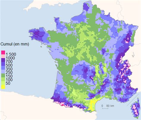 Carte météorologique de la France illustrant les flux de précipitations et les zones de vigilance