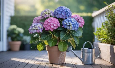Hortensia en bonne santé avec des feuilles fermes et vertes