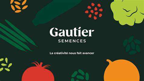 Logo Gautier Semences avec fond de champs de légumes