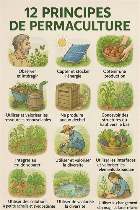 Schéma illustrant les principes de base de la permaculture et de l'agriculture biologique