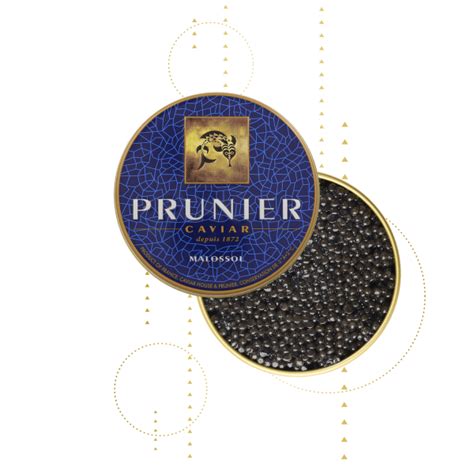 Visuel d'une boîte de caviar Prunier iconique