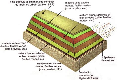 Illustration des différentes couches dans une butte en lasagne