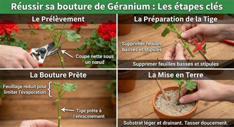 Infographie montrant les étapes de multiplication par bouturage de l'hibiscus
