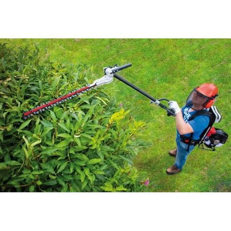 Débroussailleuse à dos en action sur des herbes hautes