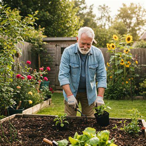personne s'étirant après le jardinage