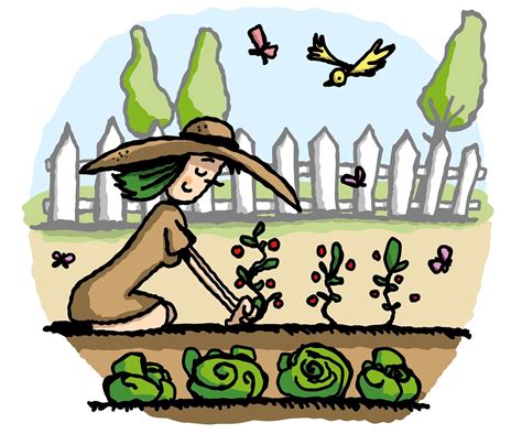 Illustration d'un jardinier examinant la terre de son potager