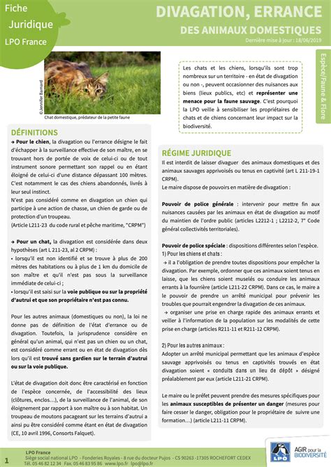 Carte illustrant les distances de divagation pour chiens et chats