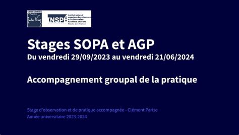 Chronologie du stage SOPA : observation, pratique accompagnée, entretien réflexif
