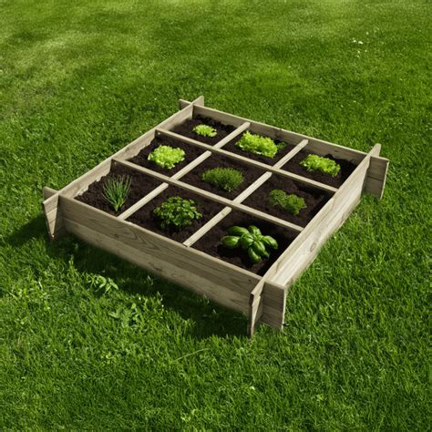 schéma de principe d'un carré potager divisé en cases