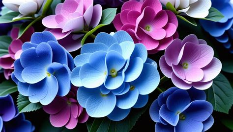 une collection variée d'hortensias aux couleurs et formes différentes dans un jardin
