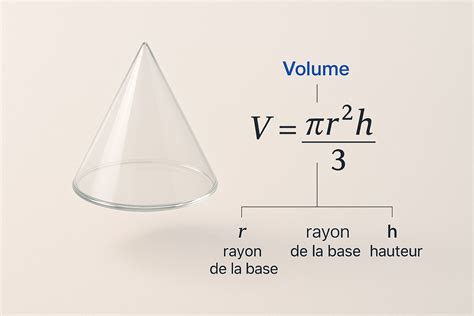 Formule du volume d'un cône avec ses paramètres