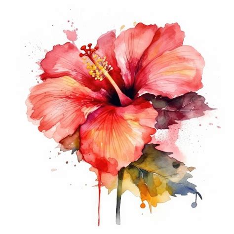 Hibiscus dans un style aquarelle