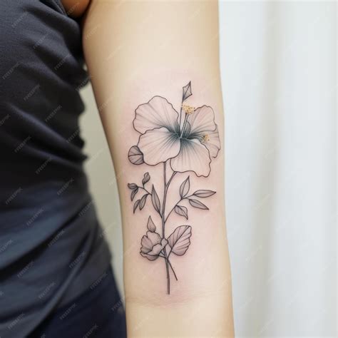 Tatouage hibiscus coloré sur un bras