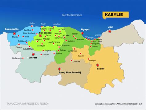 Carte de l'Algérie mettant en évidence les régions productrices de figues, notamment la Kabylie