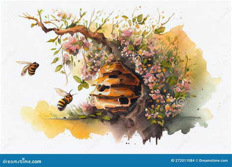 Illustration d'une abeille butinant une fleur sauvage