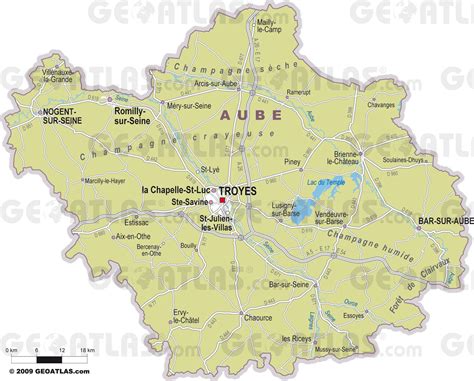 Carte de Troyes et de l'Aube