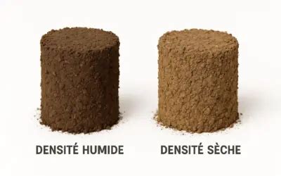 Infographie montrant la différence d'aspect entre une terre humide et une terre sèche