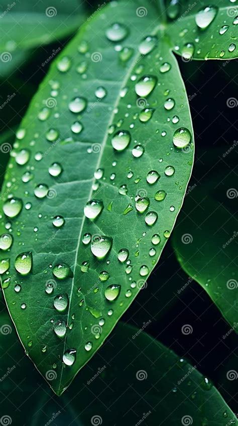 Gouttelettes d'eau sur une feuille de plante verte