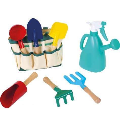 Outils de jardinage colorés pour enfants (pelle, râteau, arrosoir)