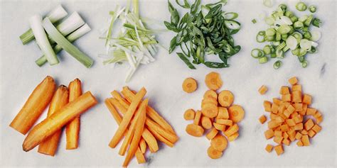 schéma explicatif des différentes méthodes de découpe des légumes pour les soupes