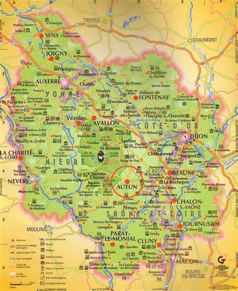 Carte géographique du bassin d'Autun montrant sa topographie et sa localisation en Bourgogne