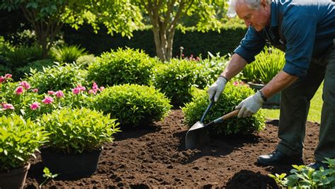 Planter des arbustes avec des outils de jardinage