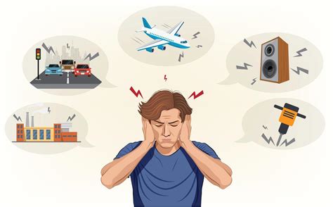 Illustration of noise pollution affecting people's well-being