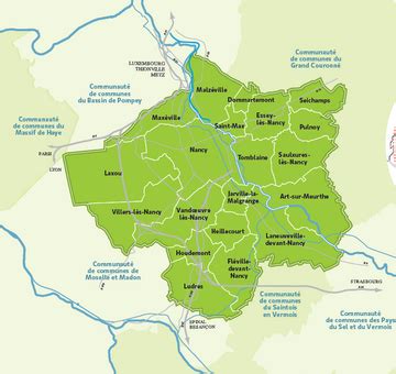 Carte des communes du Grand Nancy équipées de points d'apport volontaire pour le compostage