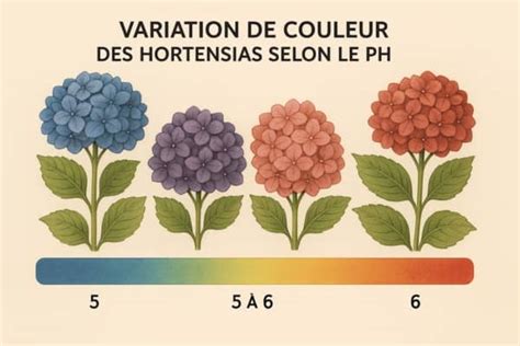 Infographie des évolutions de couleur des hortensias paniculés