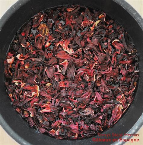 Fleurs d'hibiscus séchées dans une passoire