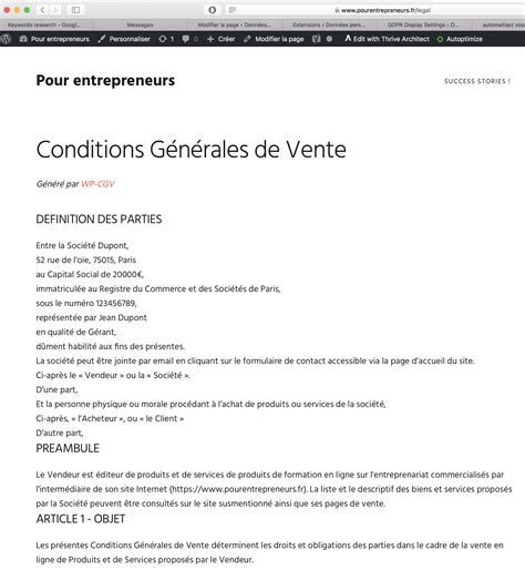 Conditions de vente et paiement