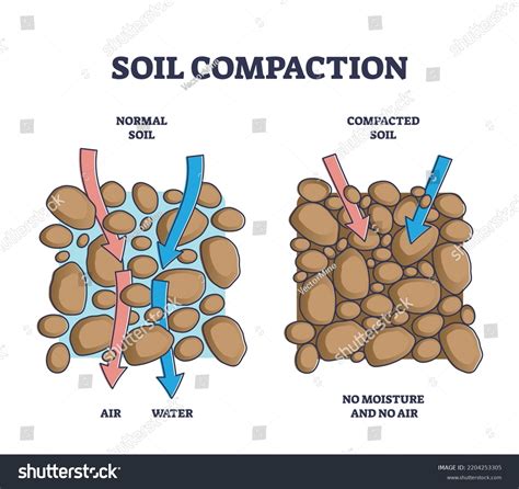 Schéma illustrant la compaction du sol et la formation du feutre sous une pelouse négligée