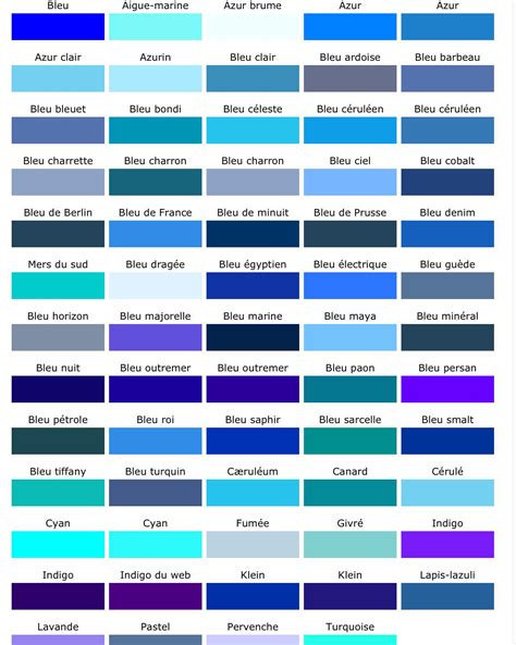 Palette de nuances de bleu en fleur