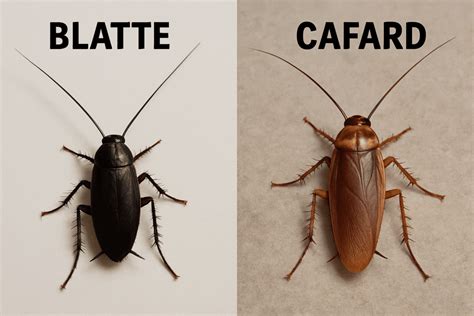 Illustration comparative entre un cafard de jardin et un cafard domestique