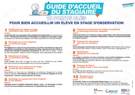 Infographie des étapes clés de l'accompagnement d'un stagiaire : de l'accueil à l'évaluation finale