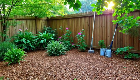 Parterre de fleurs paillé avec des copeaux de bois pour une esthétique naturelle